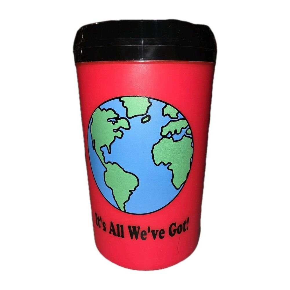 ALADDIN Vintage 80S It's All We've Got! Earth Day Reduce Recycle Neon Travel Mug